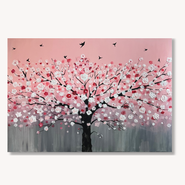 Vis de primăvară- Tablou pe comandă- Ulei și pastă texturată- 70x100 cm - VÂNDUT
