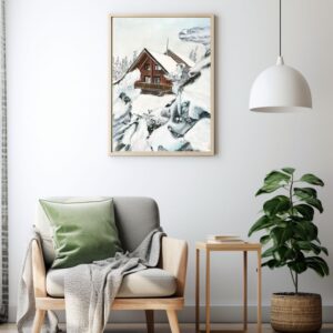 Cabana de munte- Tablou pe comandă- Acrilice pe pânză- 50x70 cm- VÂNDUT